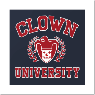 Clown university red and white Posters and Art